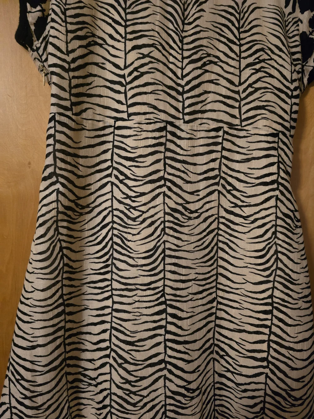 Free People Size 10 Black & Ivory Zebra Floral Print Cotton Empire Waist Dress